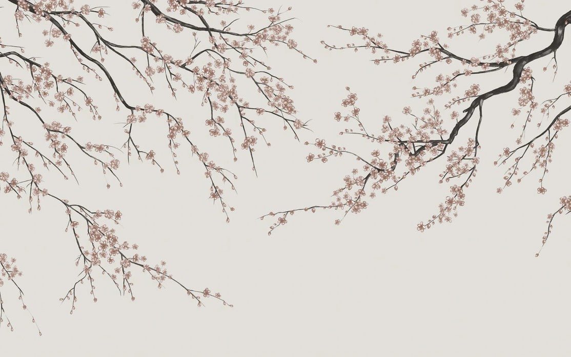 Sakura beige panoramic wallpaper