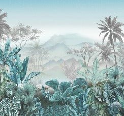 Papier peint tendance tropical bleu, XXL, tendance