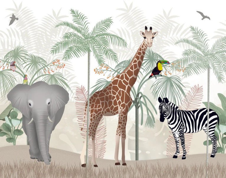 Children's savannah animals wallpaper