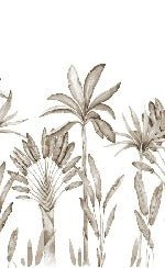 Palm Tree Sepia Watercolor Panoramic Wallpaper