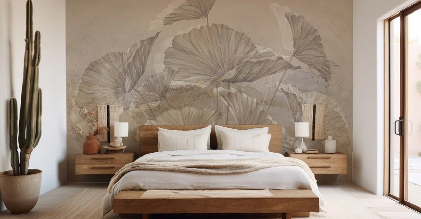 Panoramic lotus sepia wallpaper