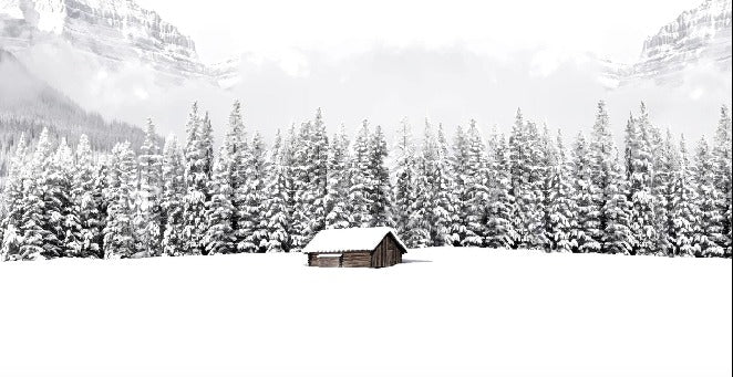 Panoramic mountain chalet wallpaper