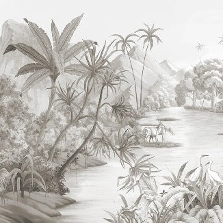 Picturesque jungle panoramic wallpaper