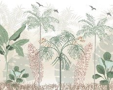 Panoramic pastel jungle wallpaper