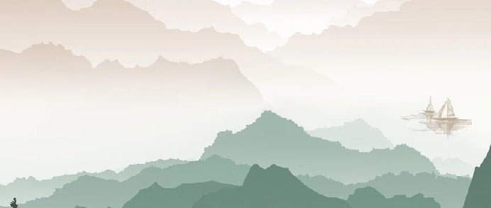 Mountain in mist wallpaper terracotta