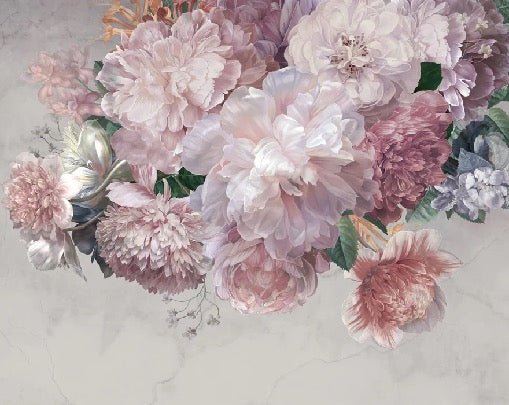 Peonies panoramic wallpaper