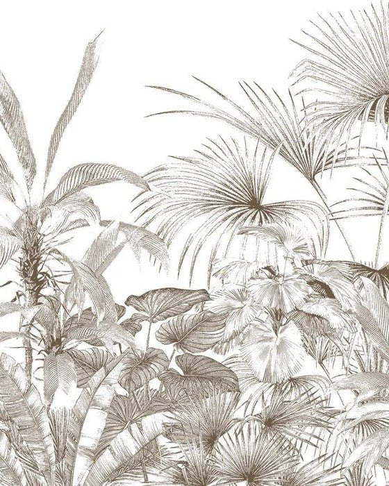 Tropical wallpaper monochrome engraving