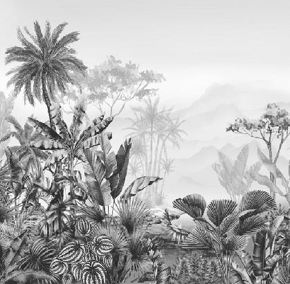 Tropical black and white wallpaper