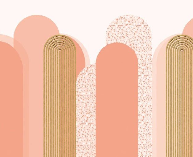 Graphic art deco wallpaper in pink