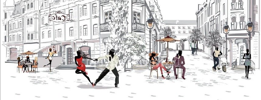 Panoramic wallpaper Parisian stroll