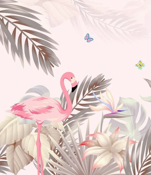 Palm & Flamant Rose wallpaper