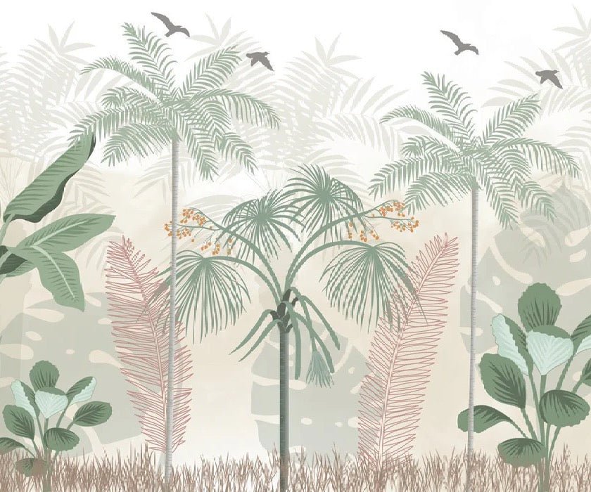 Panoramic pastel jungle wallpaper
