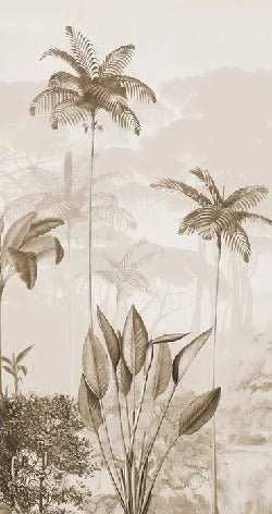 Panoramic jungle eden sepia wallpaper