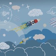 Children's wallpaper rocket space