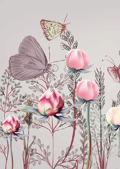 Panoramic flower & tulip wallpaper