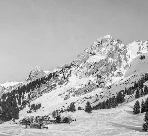 Panoramic alpine chalet wallpaper