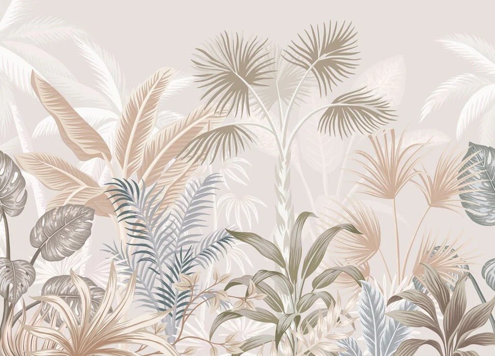 Panoramic terracotta jungle wallpaper