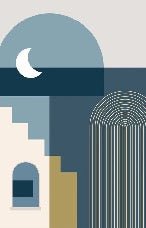 Graphic blue arch wallpaper