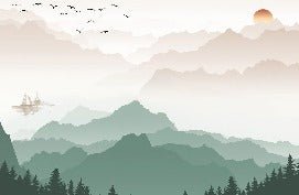Terracotta mist mountain wallpaper
