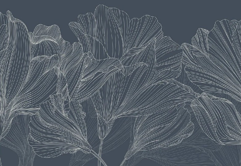 Blue waltz of flowers panoramic wallpaper