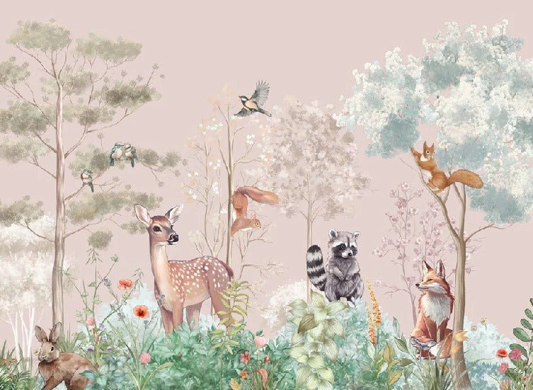 Children's bedroom wallpaper magic nature pink