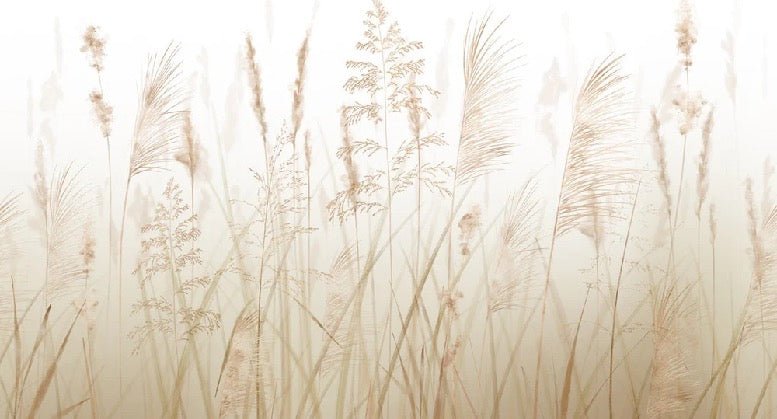 Beige wheat field bathroom wallpaper