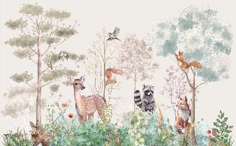 Children's bedroom wallpaper magic nature beige