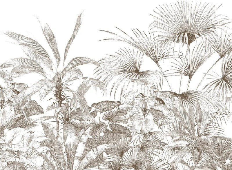 Monochrome engraving tropical wallpaper