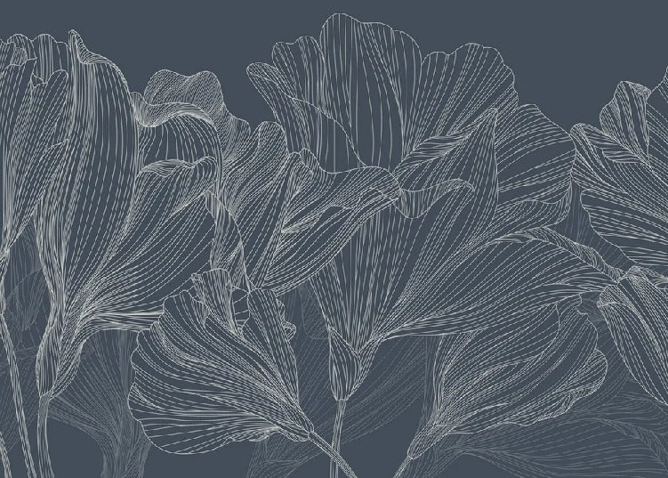 Blue waltz of flowers panoramic wallpaper