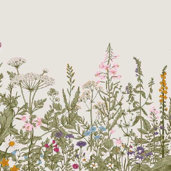 Romantic folk botanical flower wallpaper