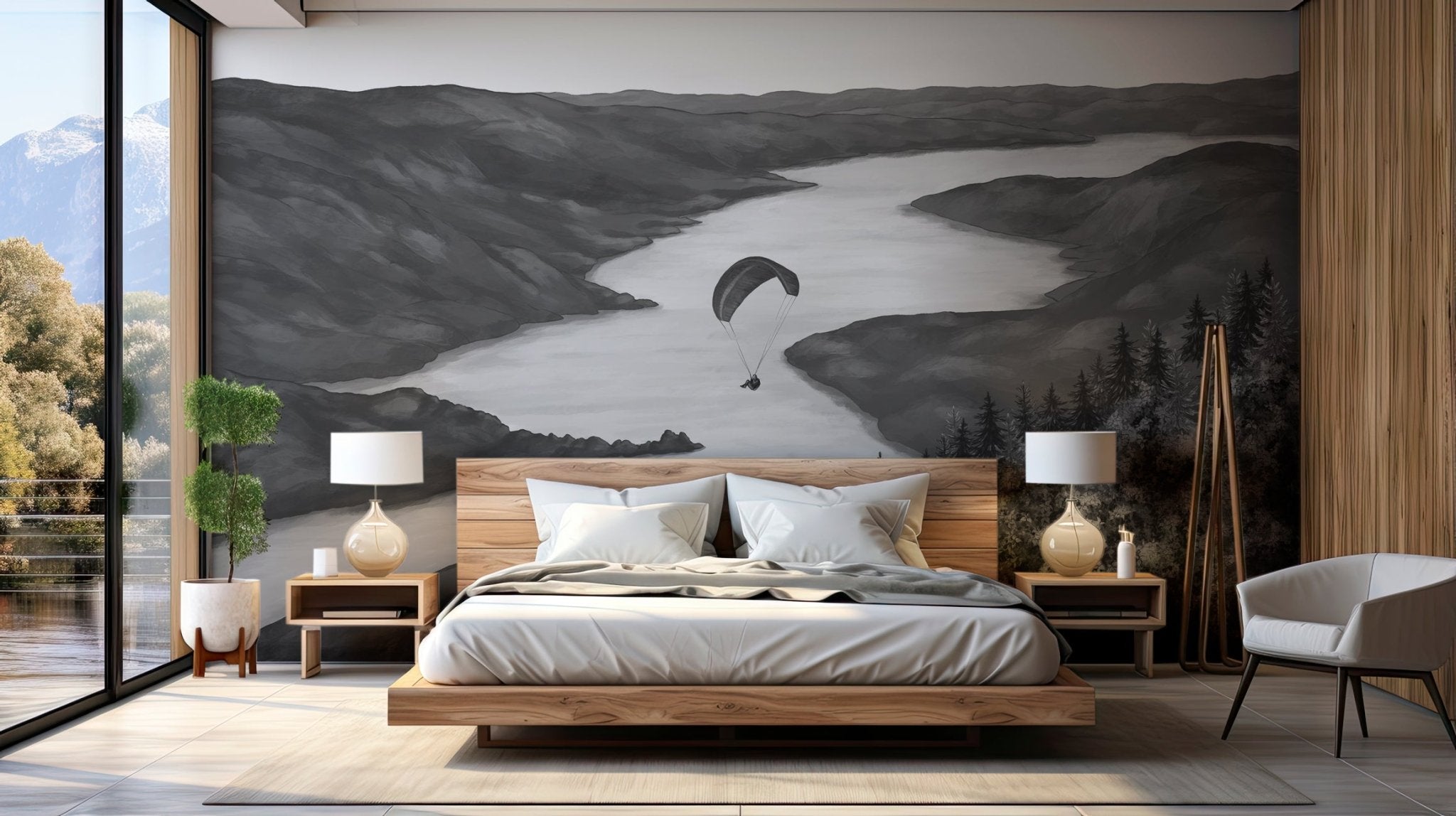 Papier peint col de la Forclaz noir et blanc, XXL, tendance