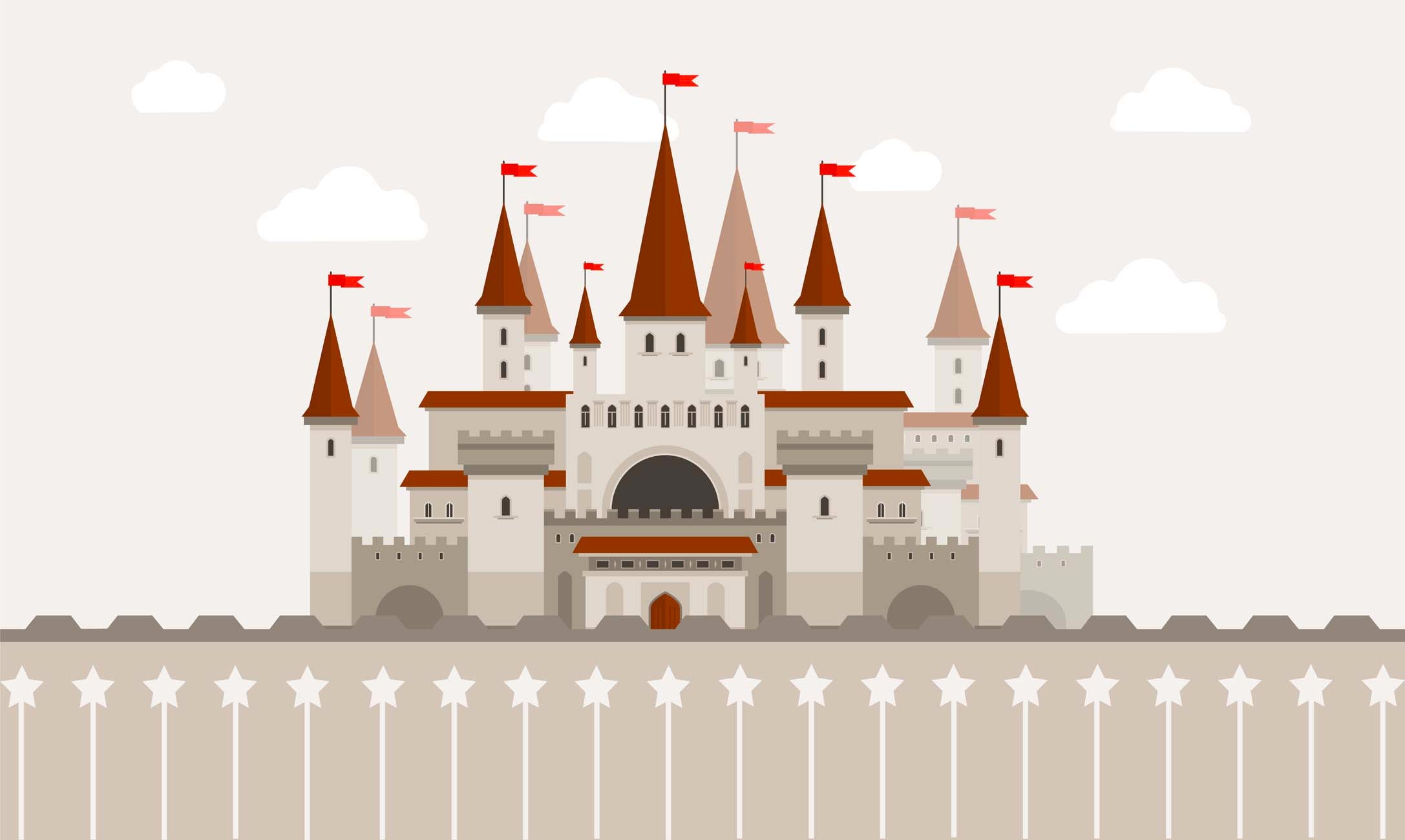 Papier peint enfant château princesse & prince, XXL, tendance