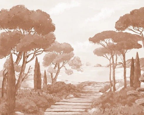 Terracotta coastal walk wallpaper