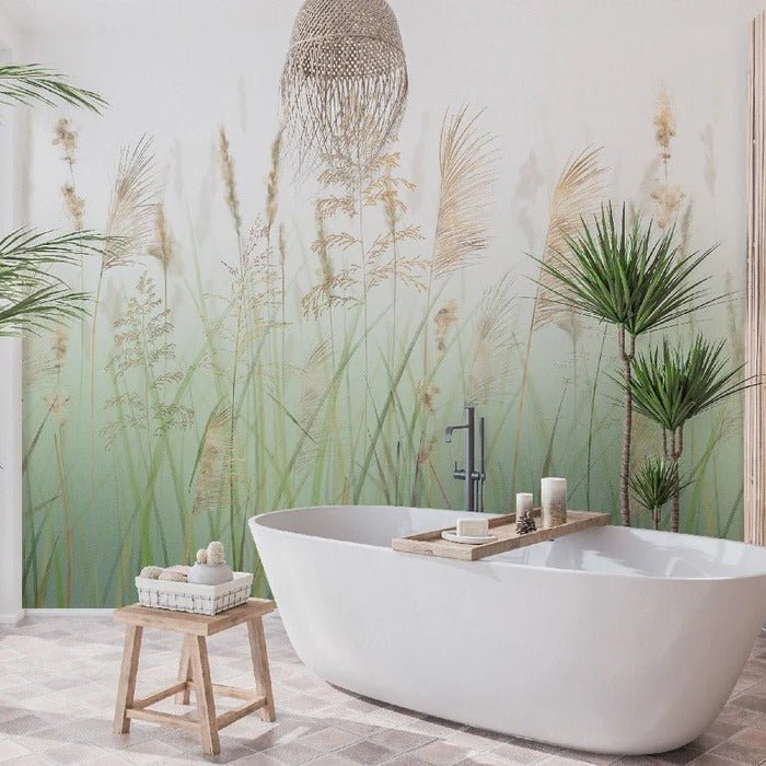 Green wheat field flower wallpaper