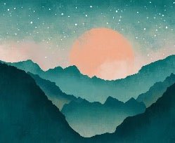 Custom wallpaper mountain mist turquoise