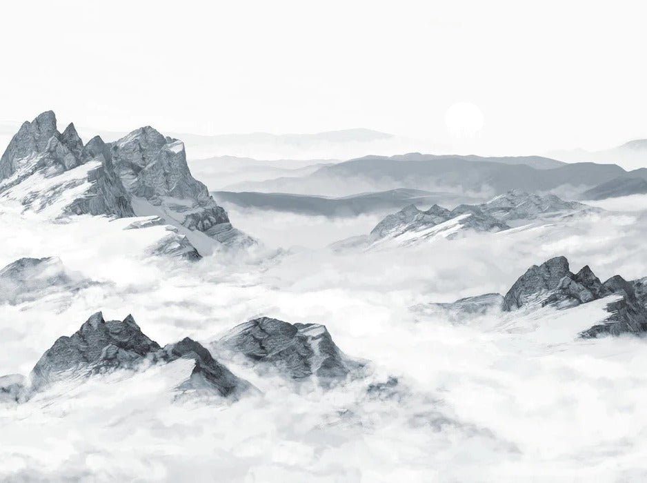 Blue panoramic mountain wallpaper