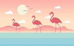 Tropical flamingo children's wallpaper