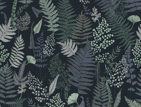 Papier peint feuille dense bleu marine, XXL, tendance