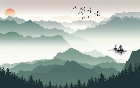 Mountain and sail on lake wallpaper