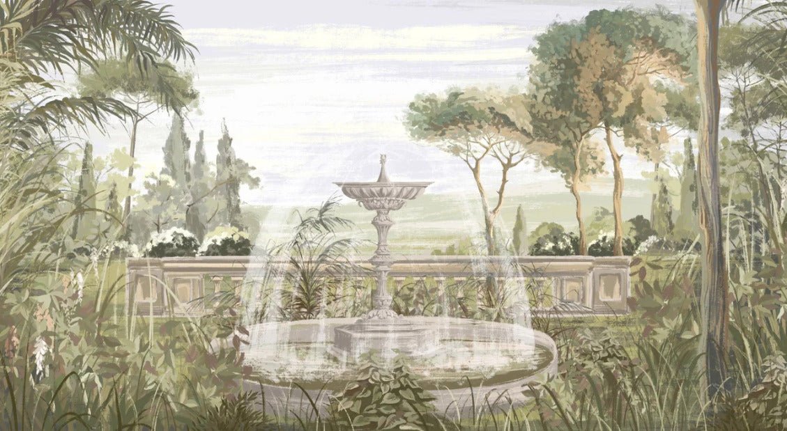 Antique garden landscape wallpaper