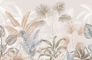 Panoramic terracotta jungle wallpaper