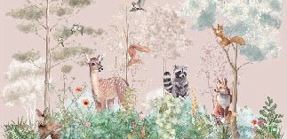 Children's bedroom wallpaper magic nature pink