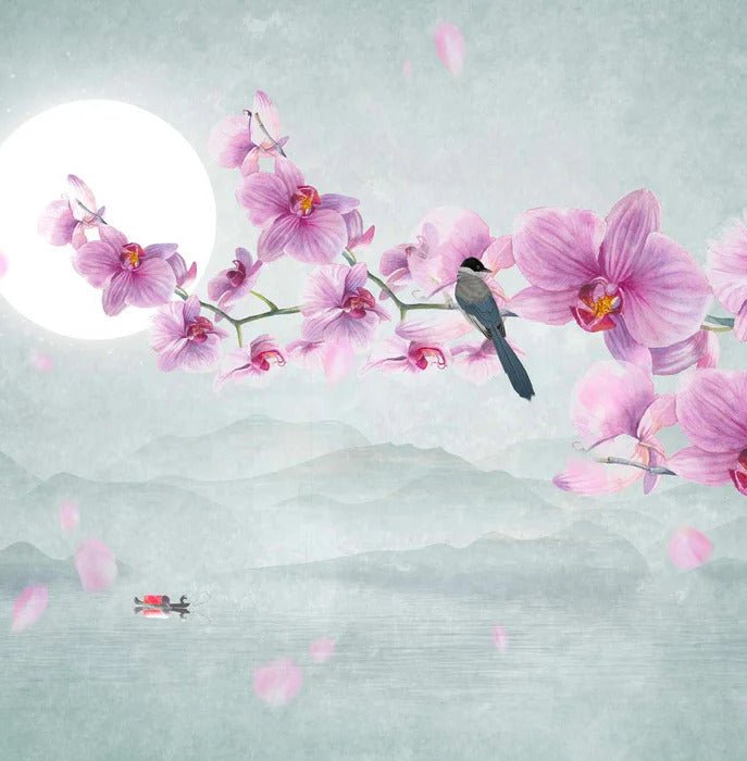 Orchid panoramic non-woven wallpaper