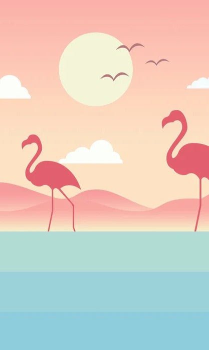 Tropical pink flamingo children's wallpaper