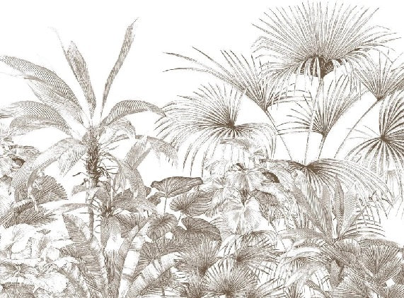 Tropical wallpaper monochrome engraving