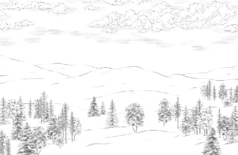 Papier peint montagne esquisse de Cimes, XXL, tendance