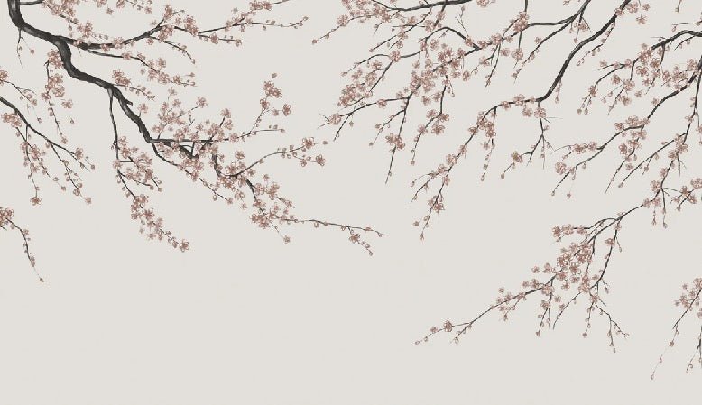 Papier peint panoramique Sakura beige, XXL, tendance