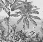 Black and white tropical mirage wallpaper