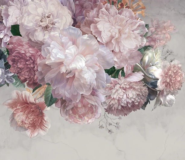 Peonies panoramic wallpaper