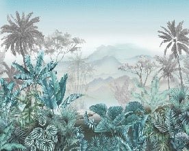 Trendy tropical blue wallpaper